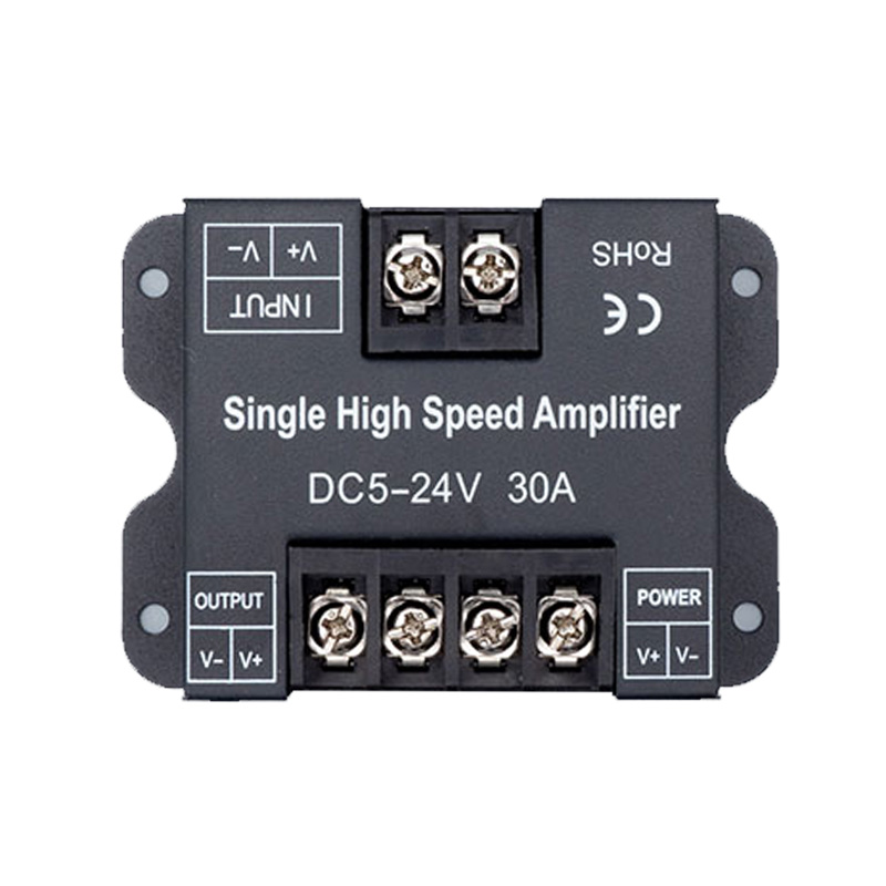 DC12/24V Max 20A, Aluminum Black LED Single Color Data Signal Amplifier For 3528 5050 Single Color LED Strip Light